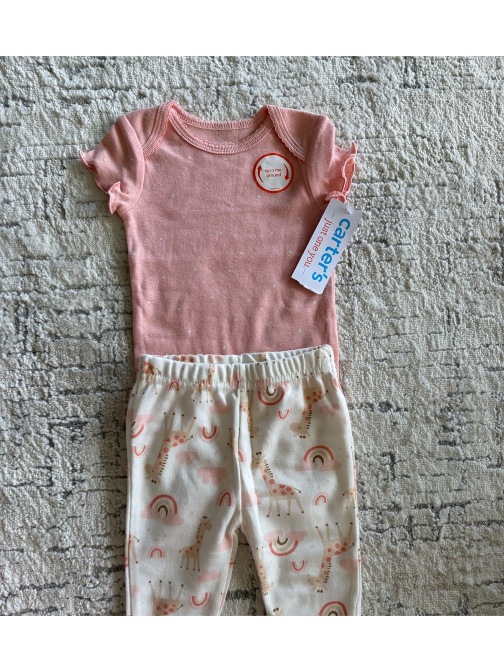 George Pink Top with Cream Giraffe-Print Pajama Bottoms